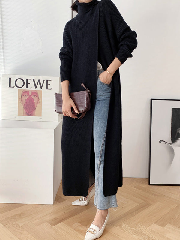 Robe ample fendue devant couleur unie