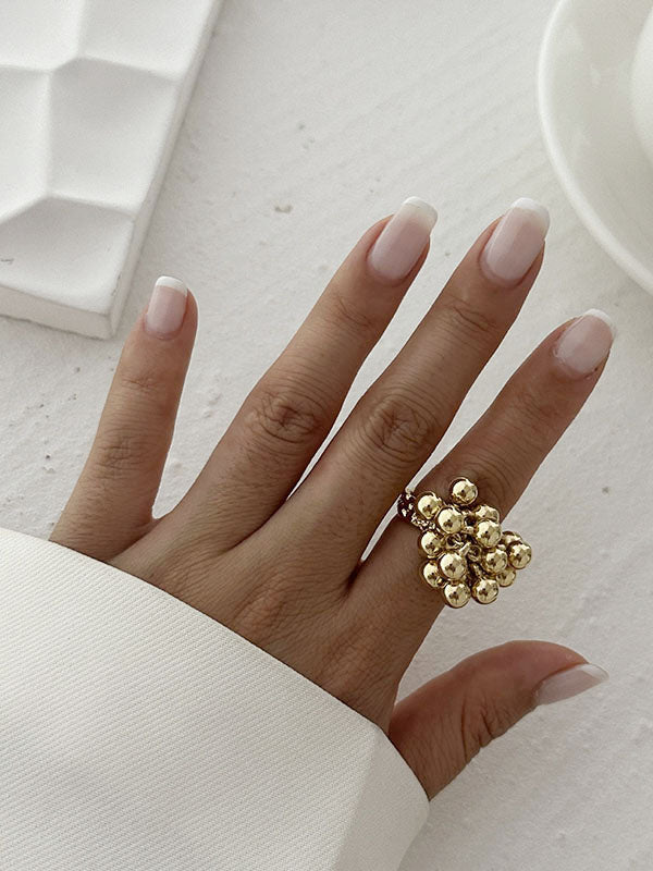 Bague perlée géométrique couleur unie