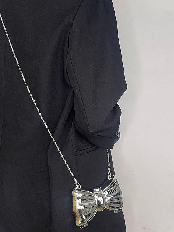Sac géométrique brillant à chaîne, couleur unie