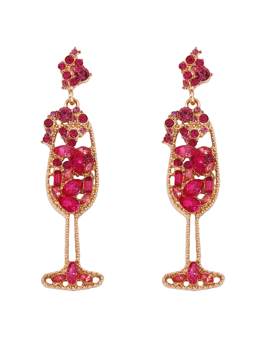 Accessoires de boucles d'oreilles en verre de vin brillant