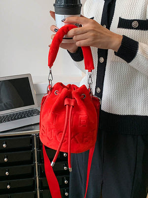 Sac à main à cordon de serrage, à imprimé lettres