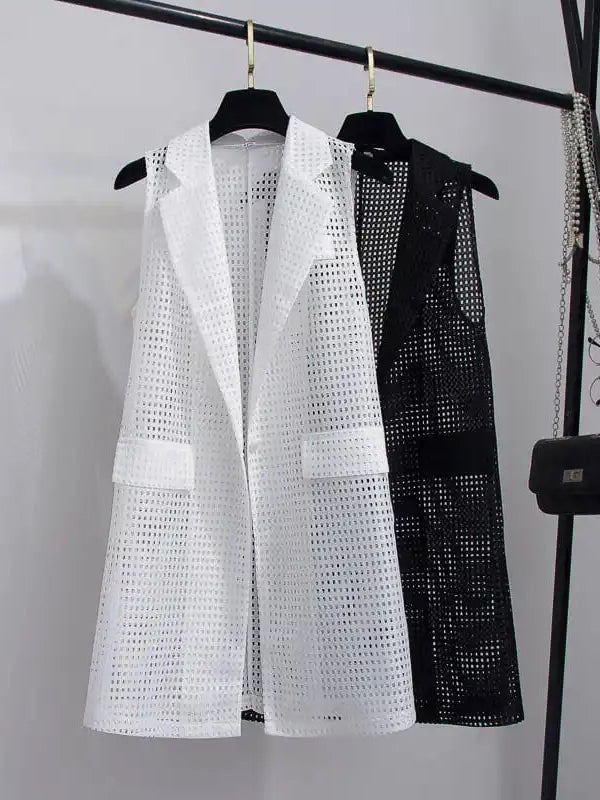 Original Simple décontracté couleur unie gilet creux vêtements d'extérieur