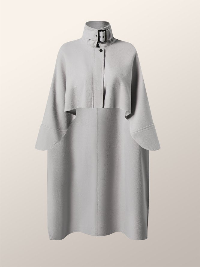 Veste décontractée ample à ourlet plongeant, à col montant, style cape, couleur unie
