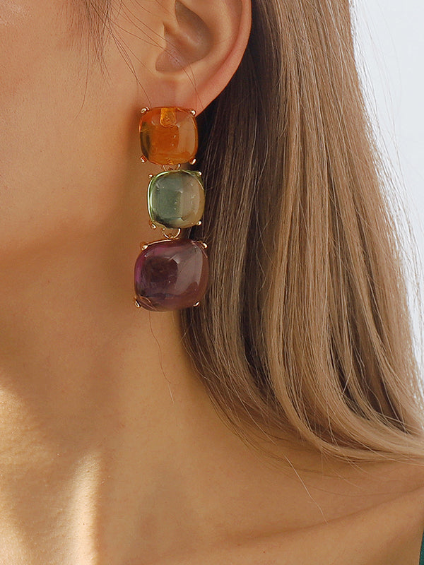 Parure boucles d'oreilles pendantes et boucles d'oreilles géométrique