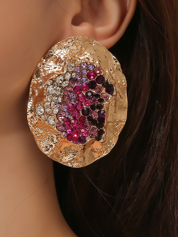 Boucles d'oreilles géométriques brillantes à coupe irrégulière, à strass