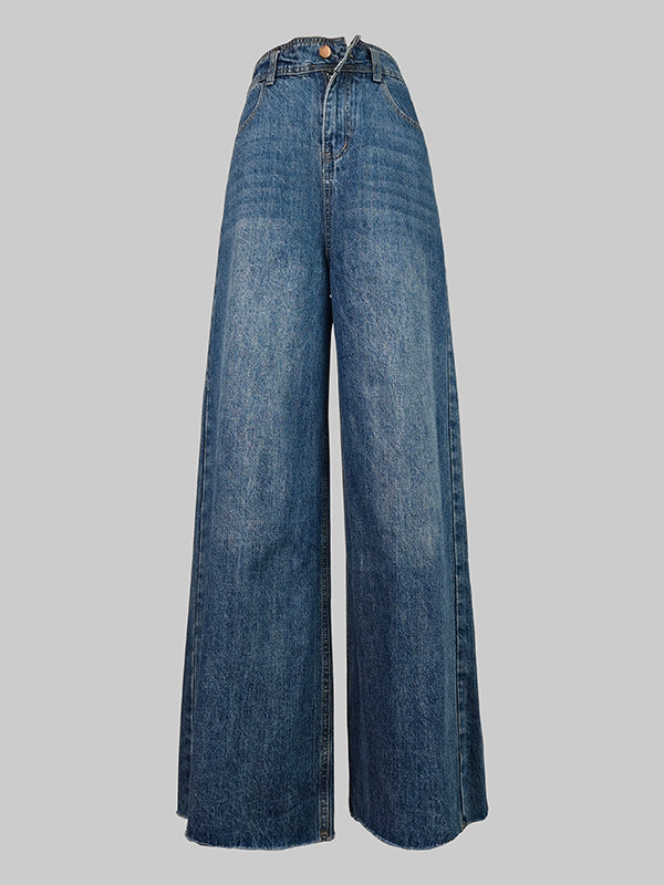 Jean taille haute, à jambes droites, en dégradé, à empiècements
