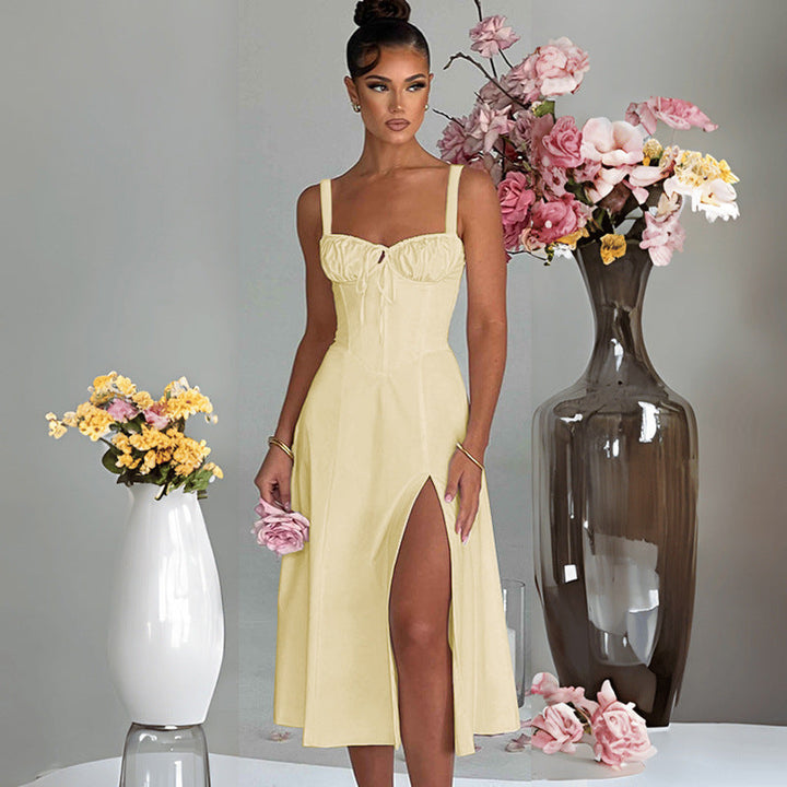 Renata - Robe midi avec corset et ouverture