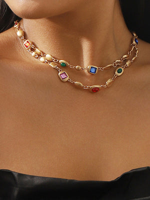 Collier géométrique à double rang