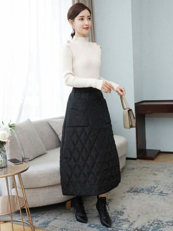 Bas ample matelassé vintage, à taille élastique, taille haute, coupe trapèze