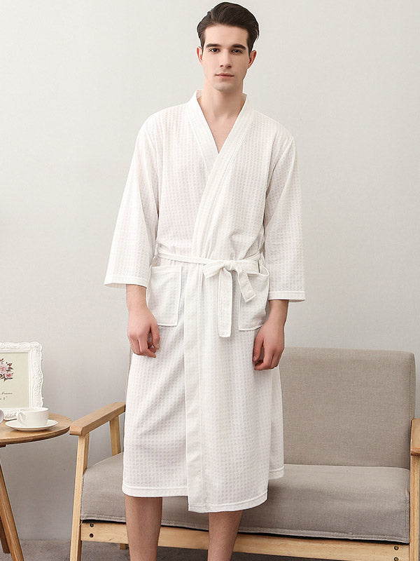 Robe de pyjama fine à bandage solide et confortable