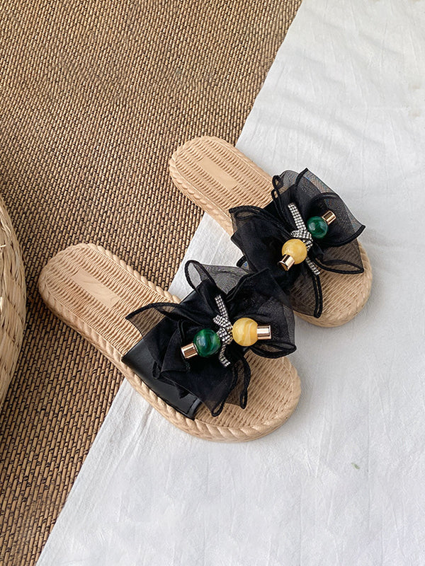 Mules à nœud, en gaze, à bout ouvert, à empiècements