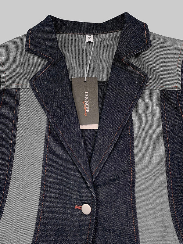 Veste ample à manches longues, à empiècements, à décolleté en V profond, couleur contrastée
