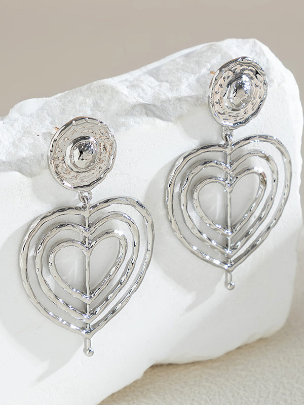 Boucles d'oreilles pendantes géométriques ajourées normcore, en forme de cœur, couleur unie