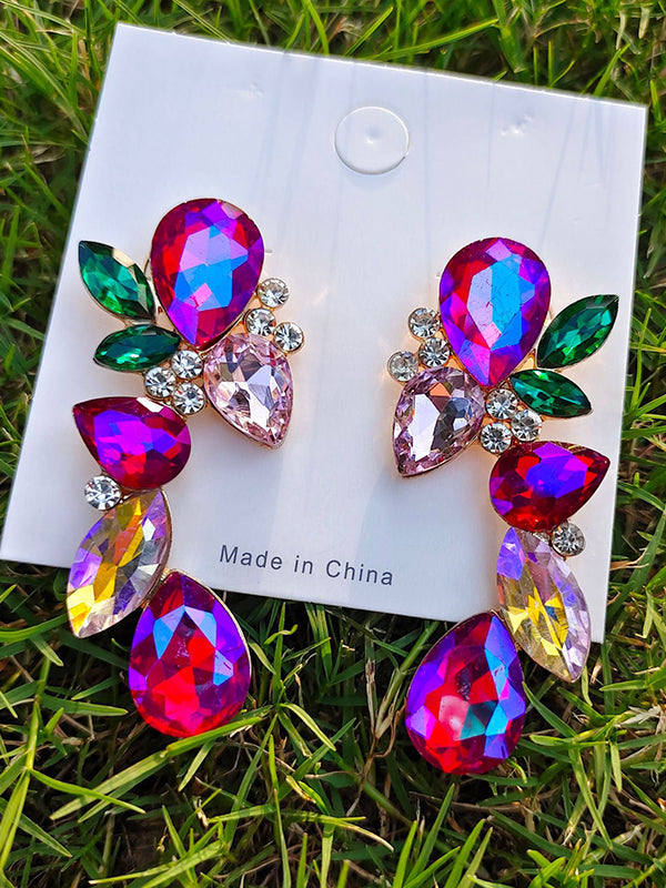 Boucles d'oreilles pendantes géométriques à strass