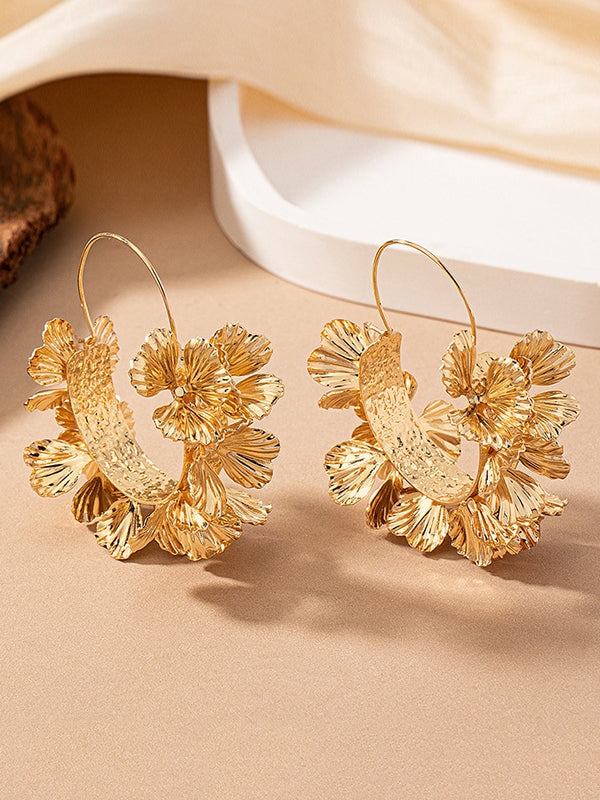 Parure boucles d'oreilles pendantes et boucles d'oreilles géométrique en forme de fleur