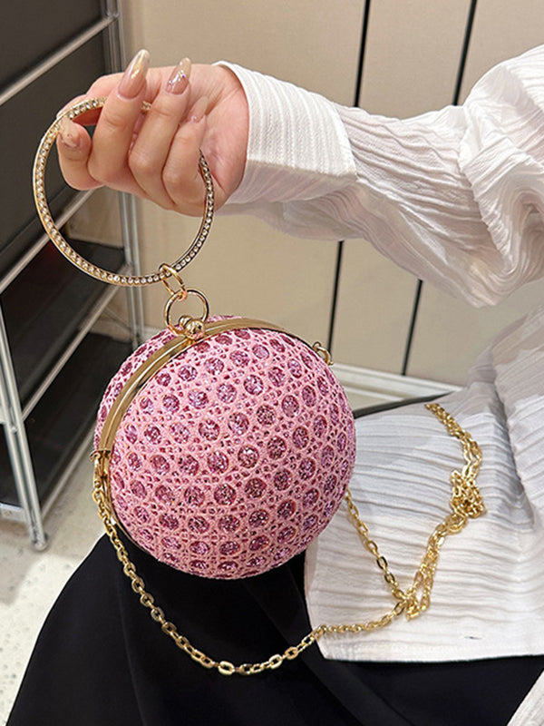 Sac à main géométrique brillant à chaîne, à strass