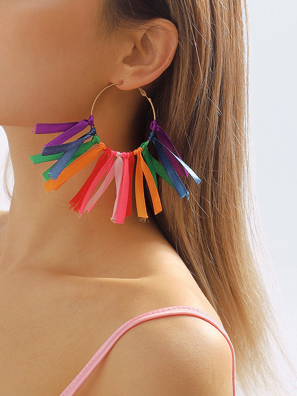 Boucles d'oreilles pendantes couleur contrastée