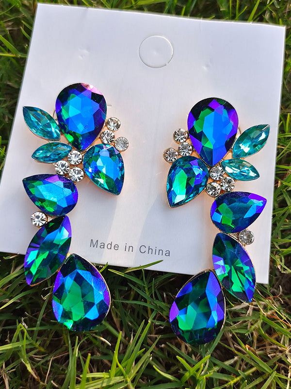 Boucles d'oreilles pendantes géométriques à strass