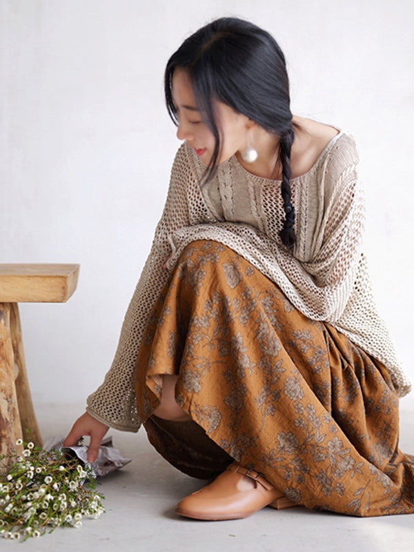 Bas ample vintage, à imprimé floral, coupe trapèze