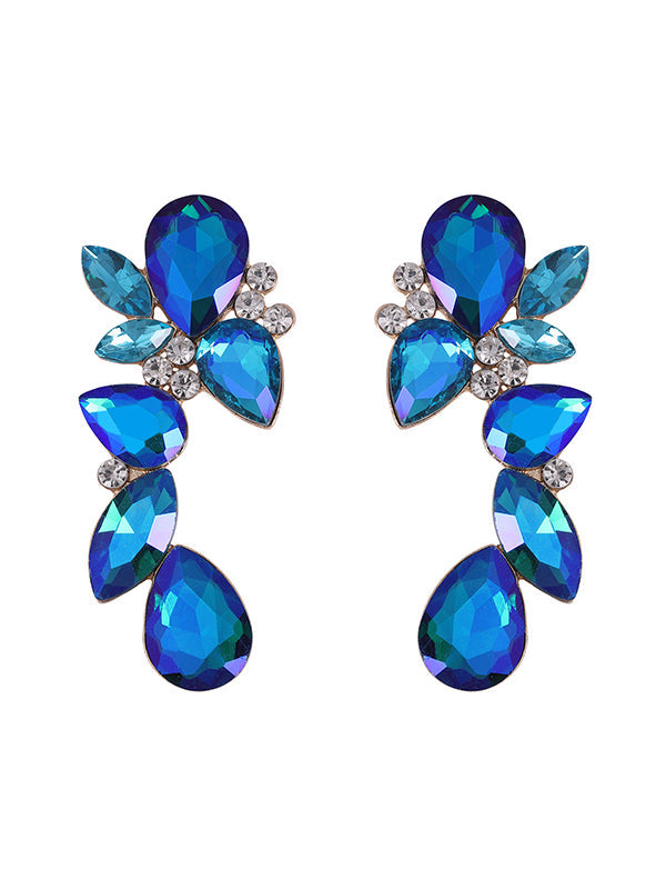 Boucles d'oreilles pendantes géométriques à strass