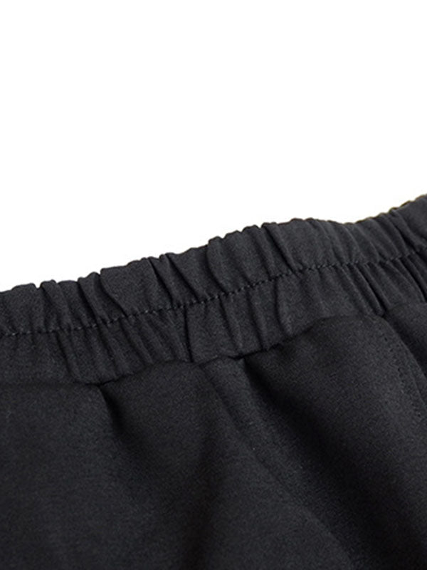 Pantalon décontracté à coupe irrégulière, effet deux pièces, couleur unie