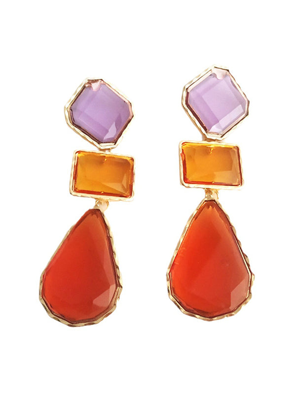 Boucles d'oreilles pendantes géométriques à empiècements