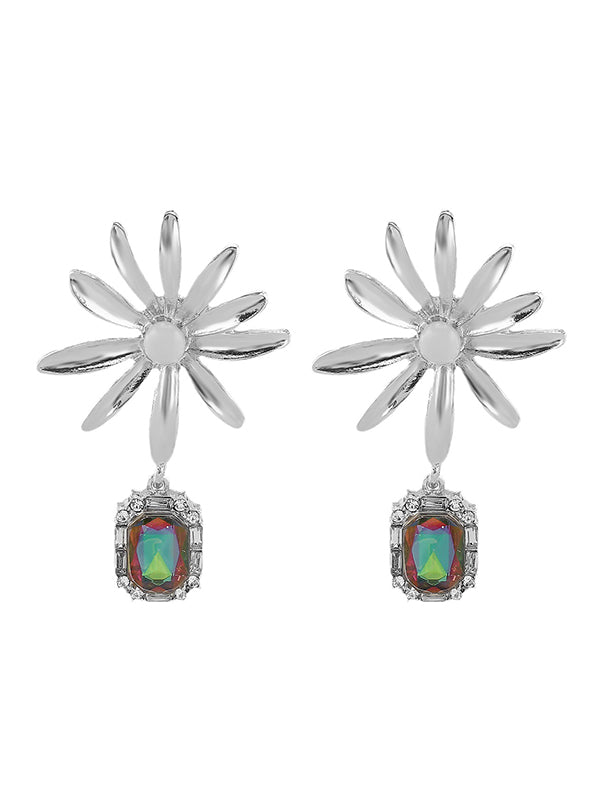 Boucles d'oreilles pendantes géométriques à strass
