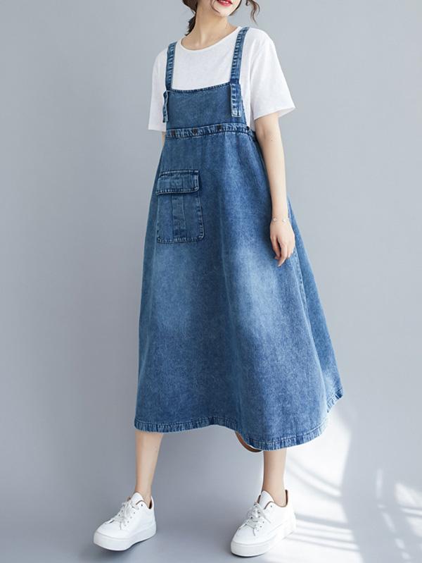 Robe bustier originale en denim uni