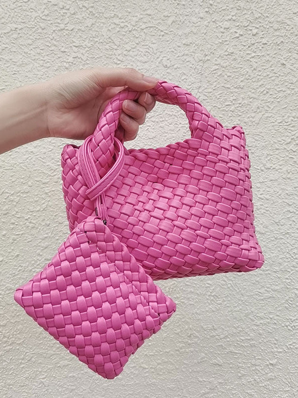 Sac à main tressé couleur unie