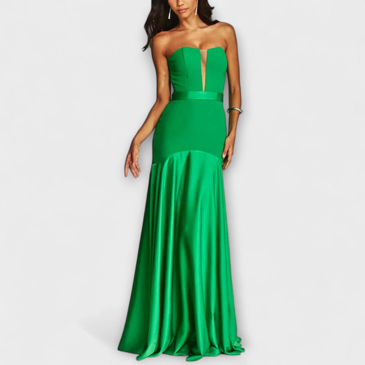 Vadena – Robe maxi sans épaules avec décolleté en V