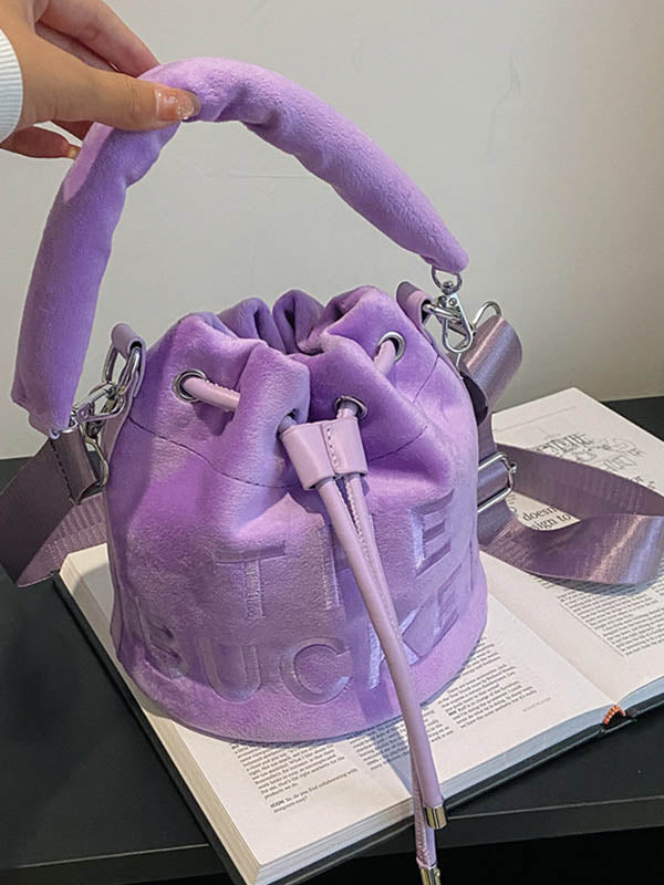 Sac à main à cordon de serrage, à imprimé lettres