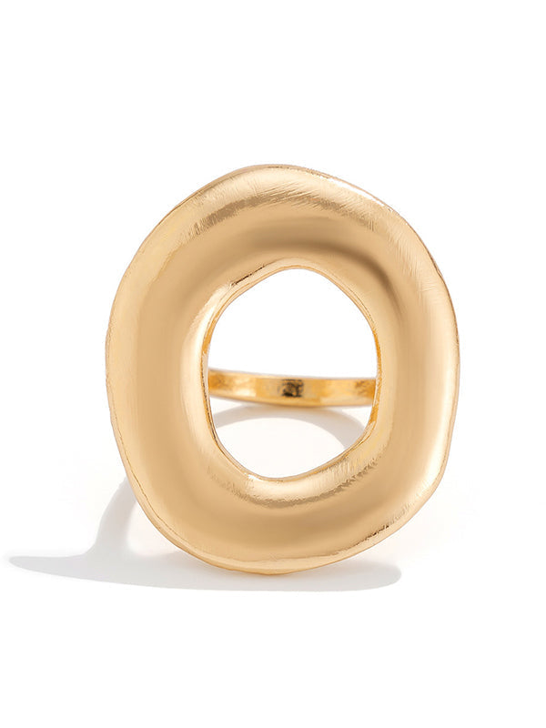 Bague géométrique ajourée normcore, couleur unie
