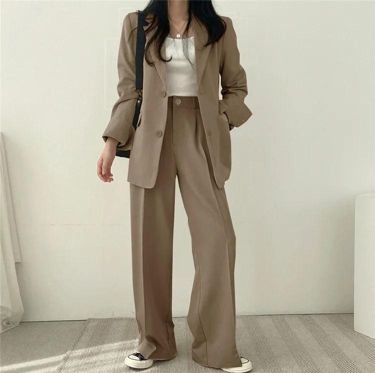 Costume Pantalon Femme Coupe Loose Blazer Baggy