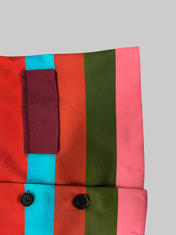Veste multicolore rayée à manches évasées, à col revers