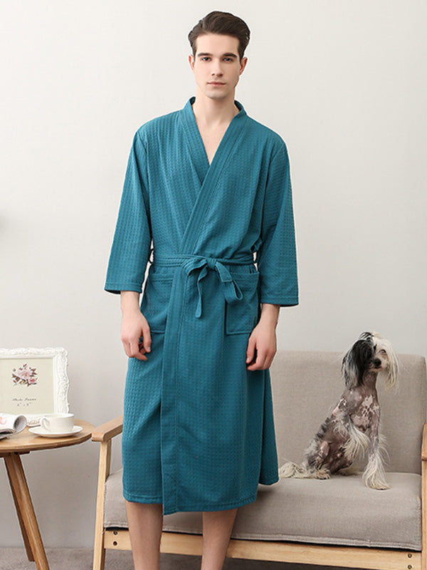 Robe de pyjama fine à bandage solide et confortable