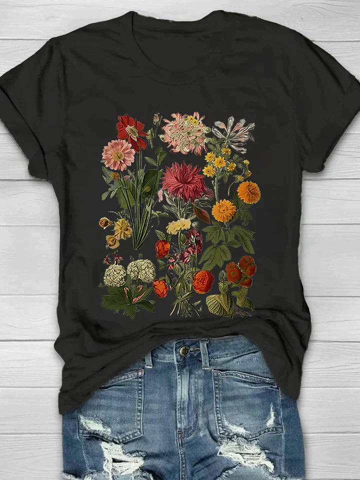 Lorelei - T-shirt Femme Imprimé Fleurs Vintage