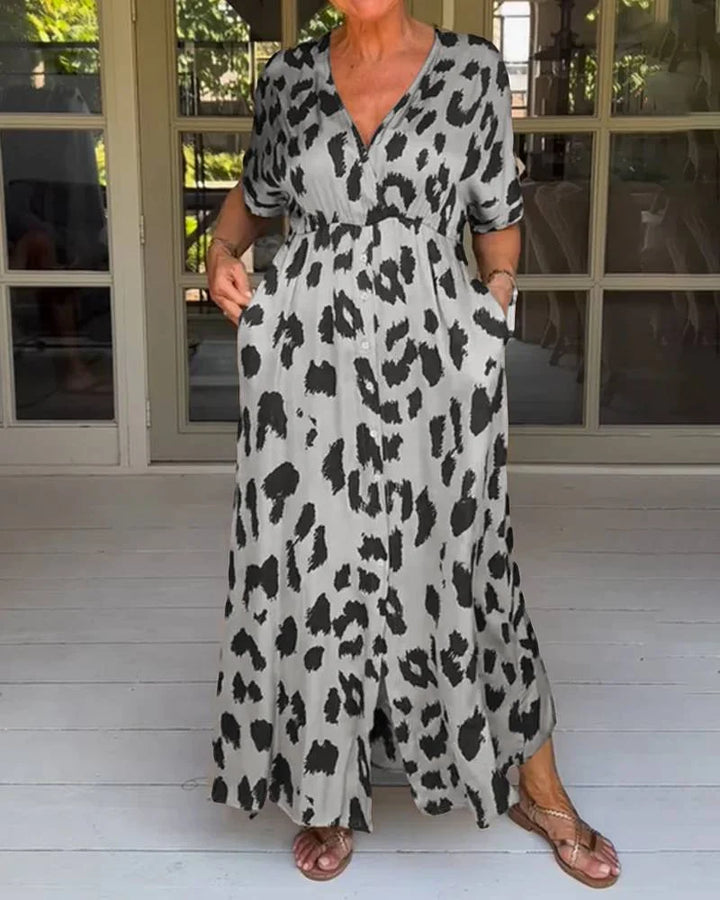 Helga - Robe maxi avec motif léopard