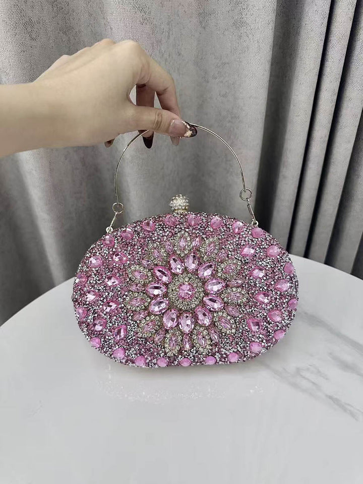 Pochette de soirée géométrique brillante à strass