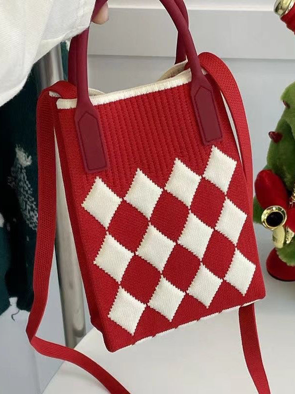 Sac à main à motif pied-de-poule, à empiècements