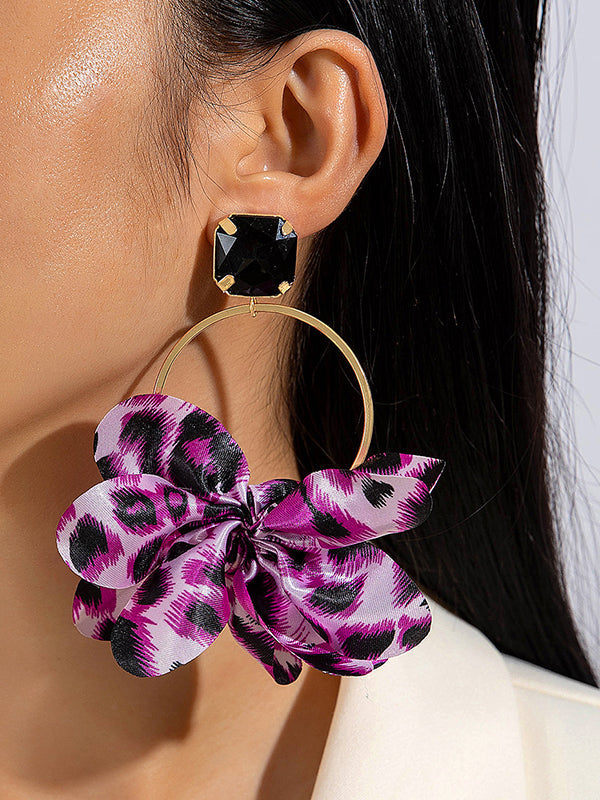 Boucles d'oreilles ajourées à imprimé léopard, à empiècements