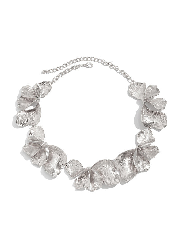 Collier à imprimé floral, couleur unie