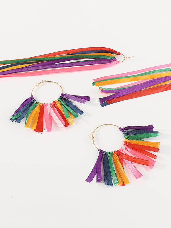 Boucles d'oreilles pendantes couleur contrastée