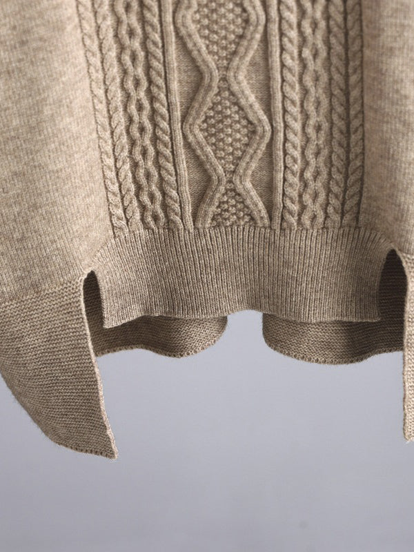 Ensemble deux pièces urbain ample, pull à demi-col roulé et pantalons à jambes larges