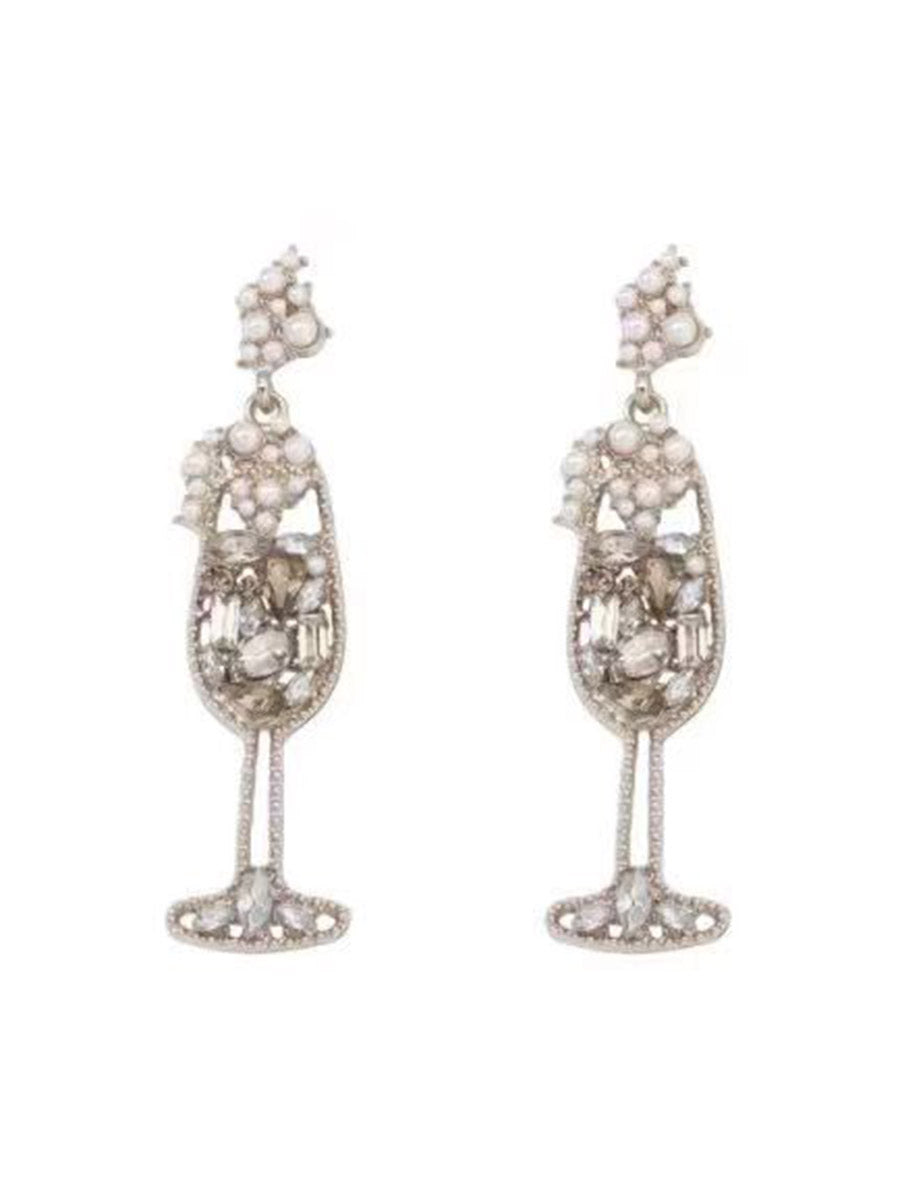 Accessoires de boucles d'oreilles en verre de vin brillant