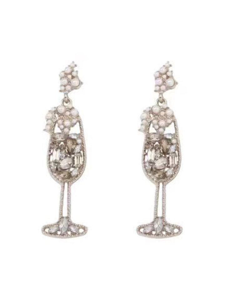 Accessoires de boucles d'oreilles en verre de vin brillant