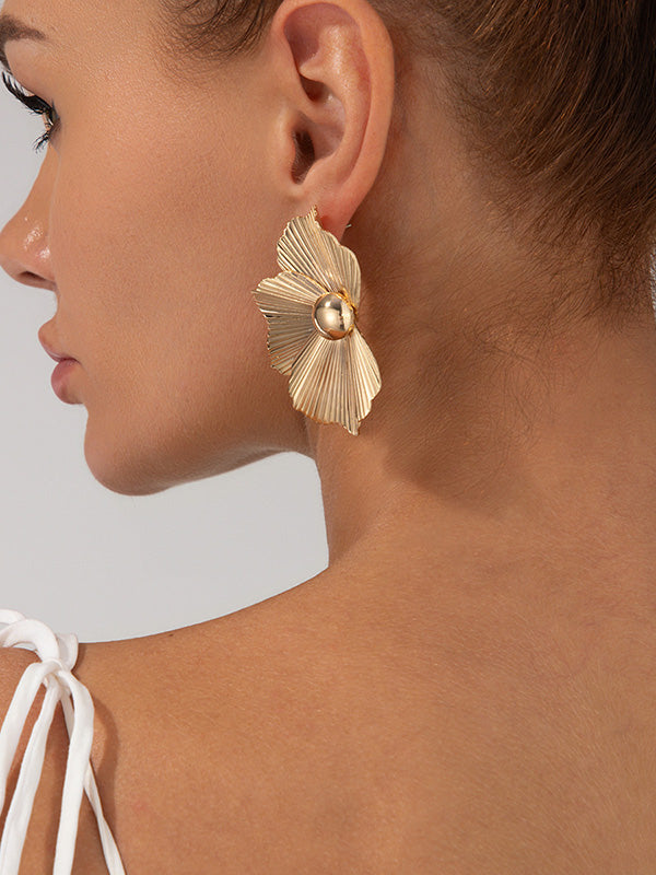 Boucles d'oreilles à coupe irrégulière, en forme de fleur