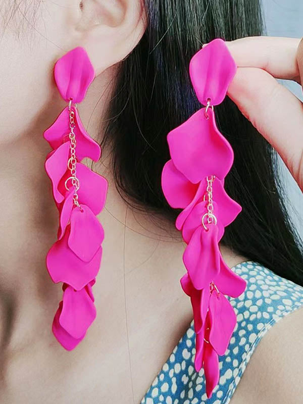 Boucles d'oreilles à chaîne, en forme de fleur
