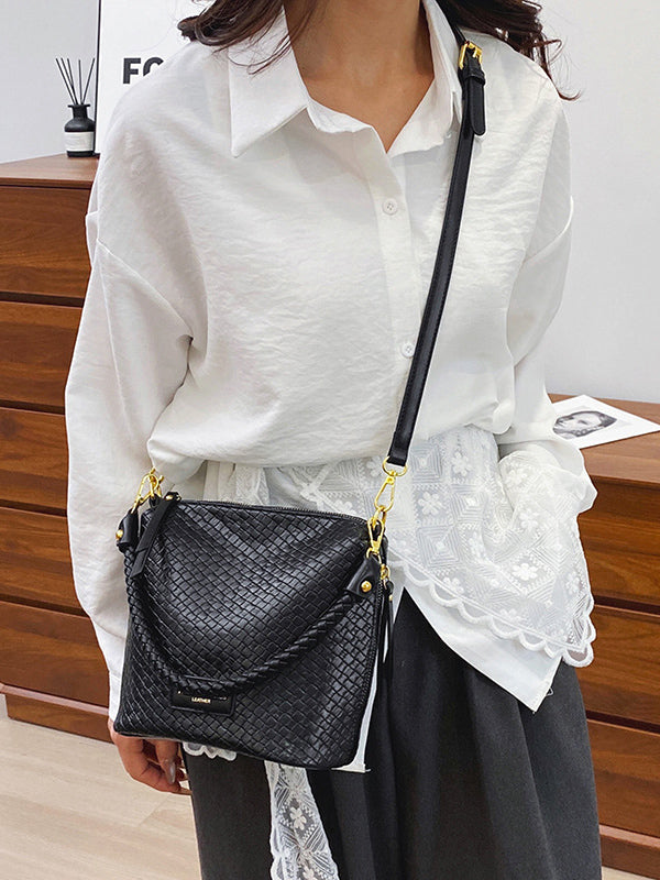Sac tressé à empiècements, à fermeture éclair