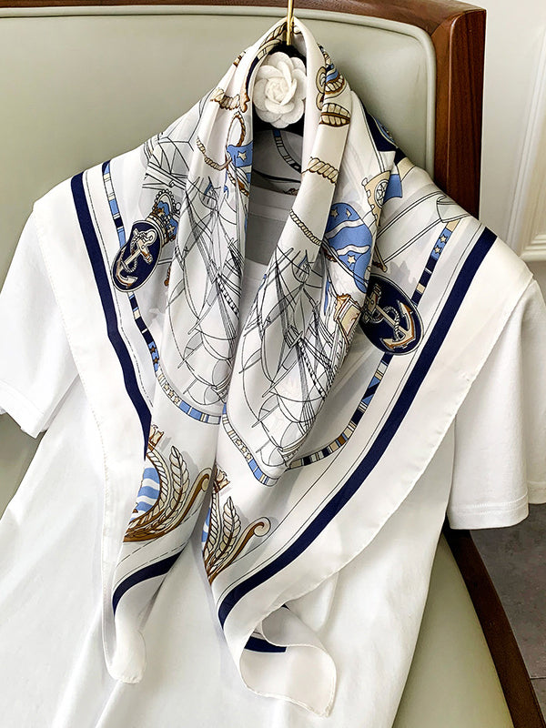 Foulard carré imprimé imitation soie urbaine