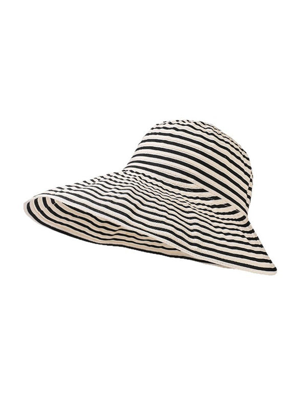 Chapeau de soleil rayé à empiècements